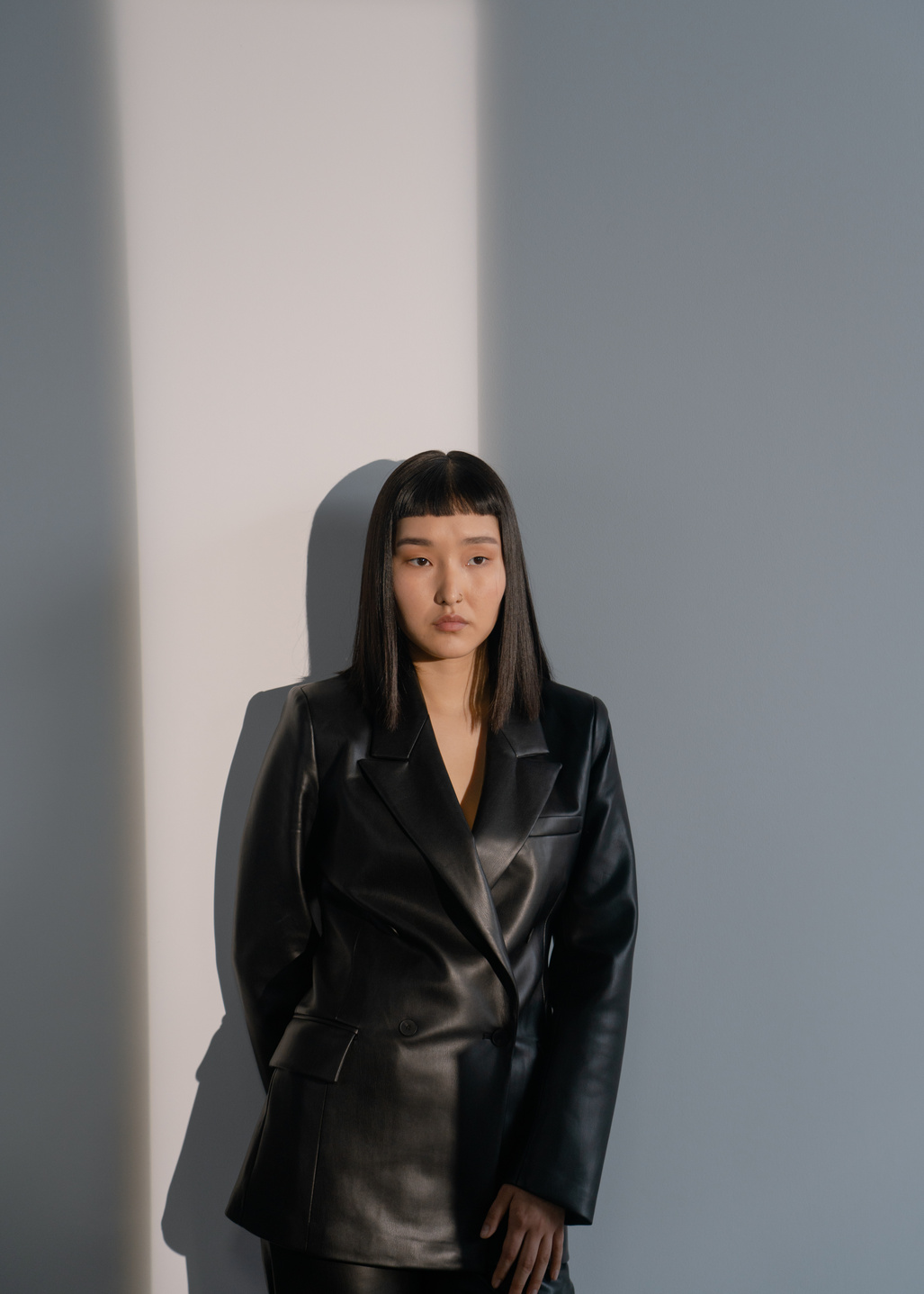 Woman in Black Leather Jacket